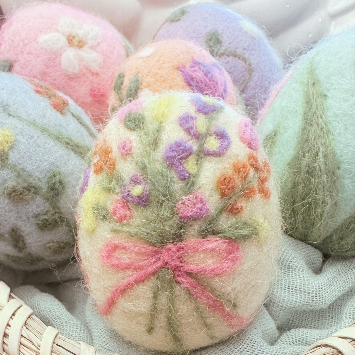 Painting with Wool Needle Felted Easter Eggs