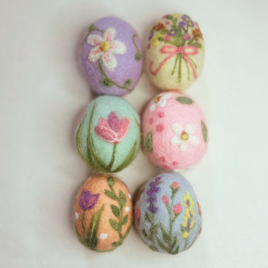 Painting with Wool Needle Felted Easter Eggs