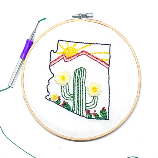 Arizona Saguaro Cactus Floss Punch Embroidery Kit