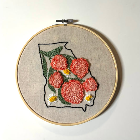Georgia Peaches and Cherokee Rose Floss Punch Embroidery Kit