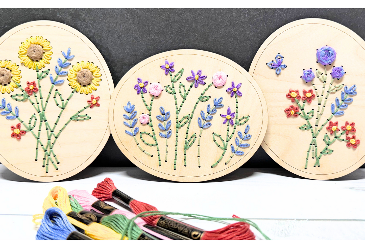 Floral Wood Embroidery Kit