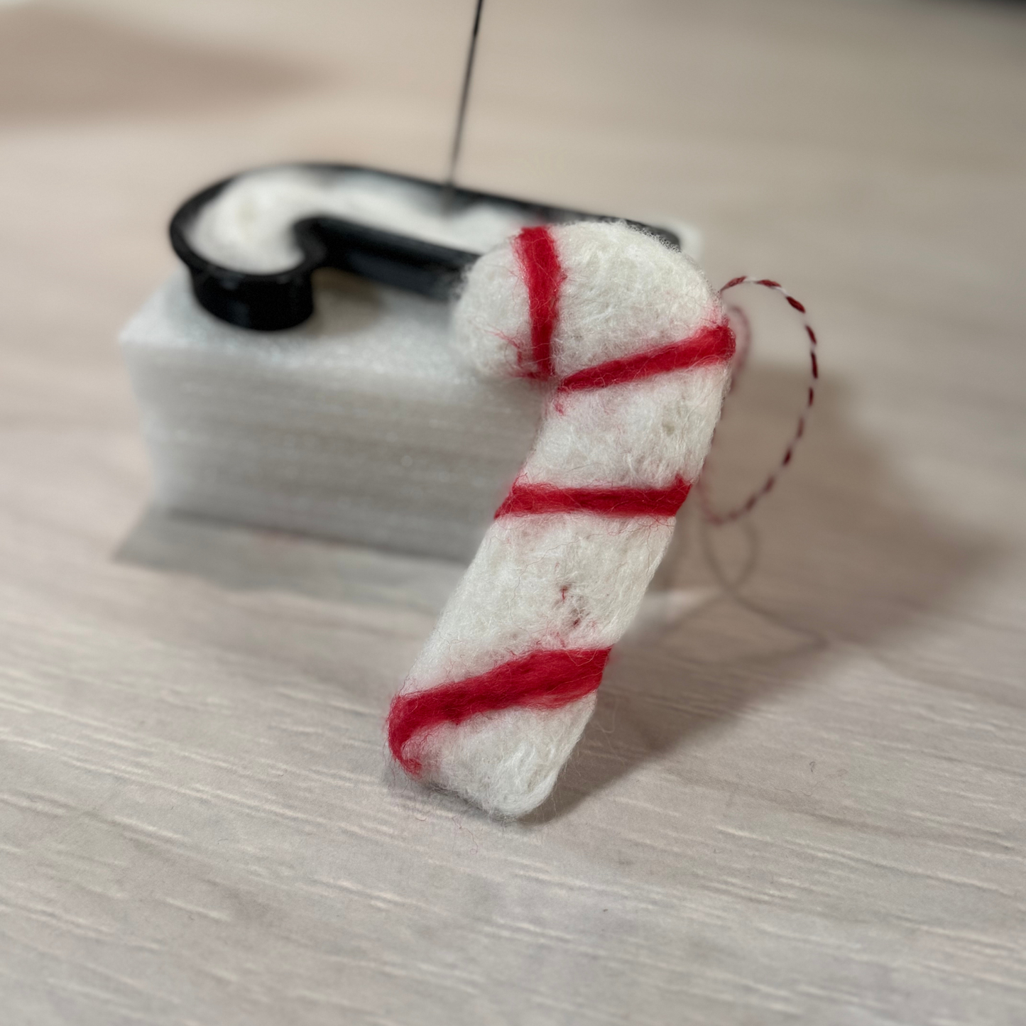 Candy Cane Felting Cookie Cutter Ornament DIY Kit