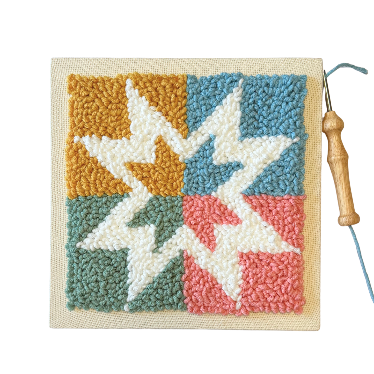 Sisters Star Quilt Block Pastels DIY Punch Embroidery Kit