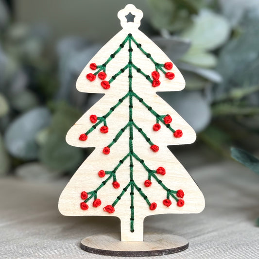 Wood Embroidery Ornament Tree