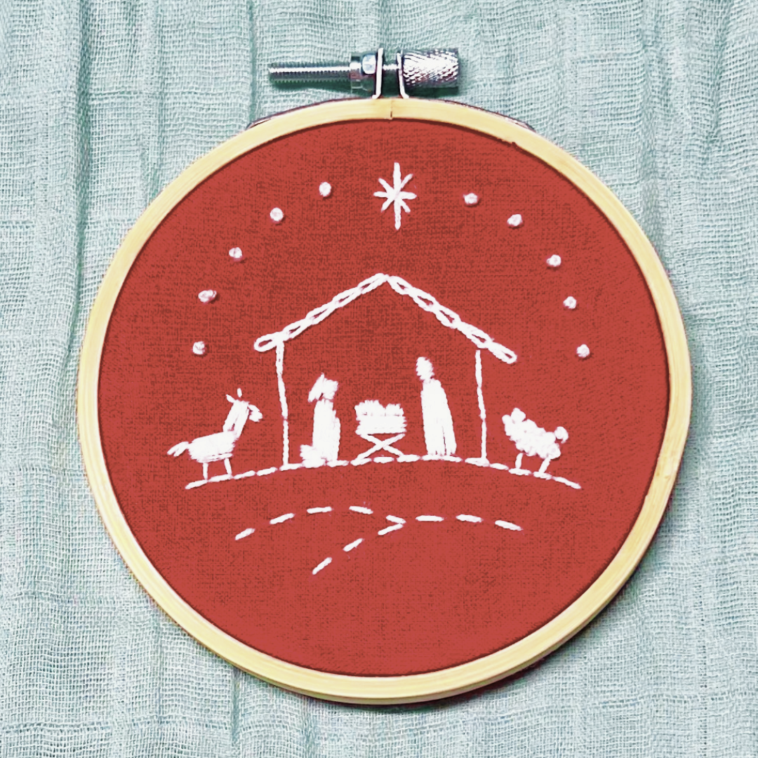 Manger Scene Ornament Hand Embroidery Kit