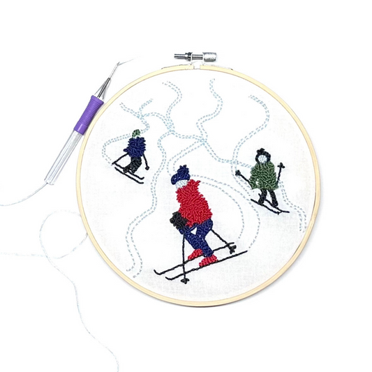 Snow Ski Floss Punch Embroidery Kit