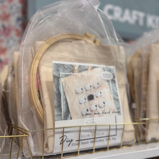 Baa Baa Black Sheep Tote Bag Floss Punch Embroidery Kit