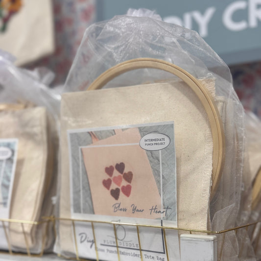 Bless Your Heart Tote Bag Floss Punch Embroidery Kit