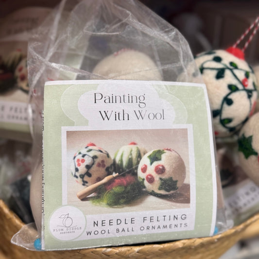 Painting with Wool Needle Felted Ornaments 3 pack