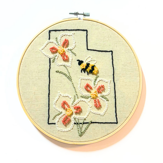 Utah Sego Lily Floss Punch Embroidery Kit