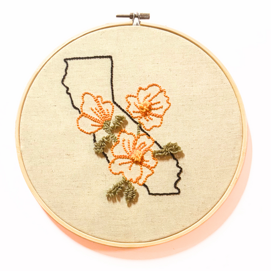 California Poppy Floss Punch Embroidery Kit