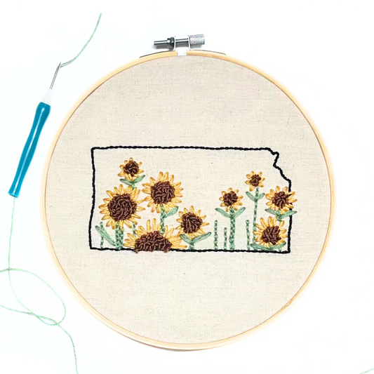 Kansas Sunflower Floss Punch Embroidery Kit