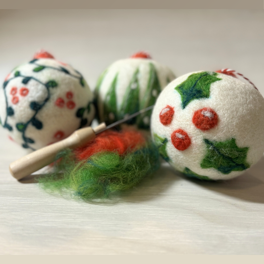 Painting with Wool Needle Felted Ornaments 3 pack