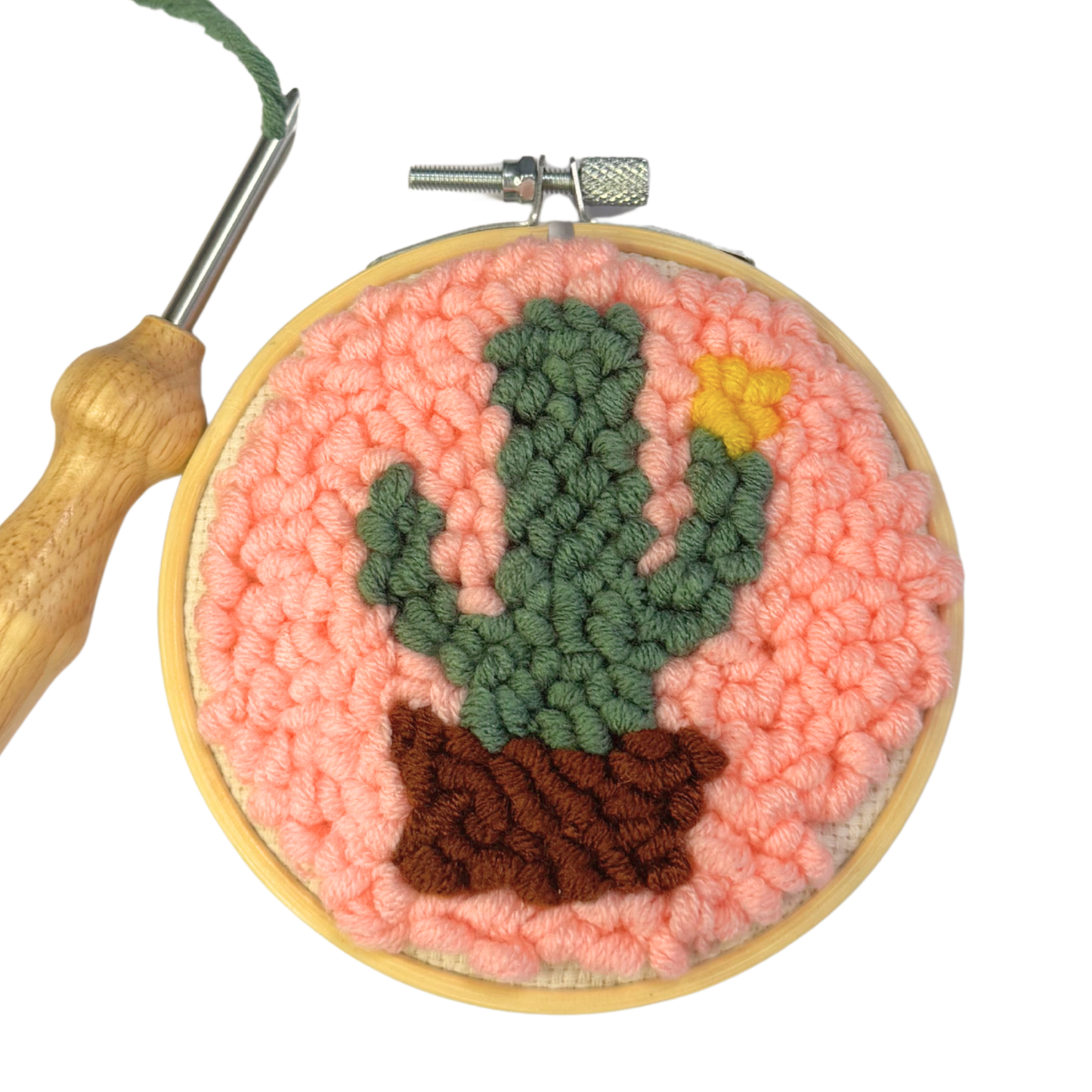 Pink Cactus DIY Punch Embroidery Kit
