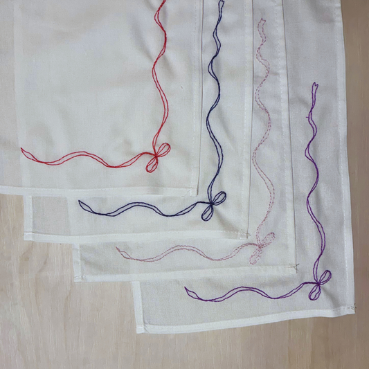 Hand Embroidery Bow Napkins DIY Kit