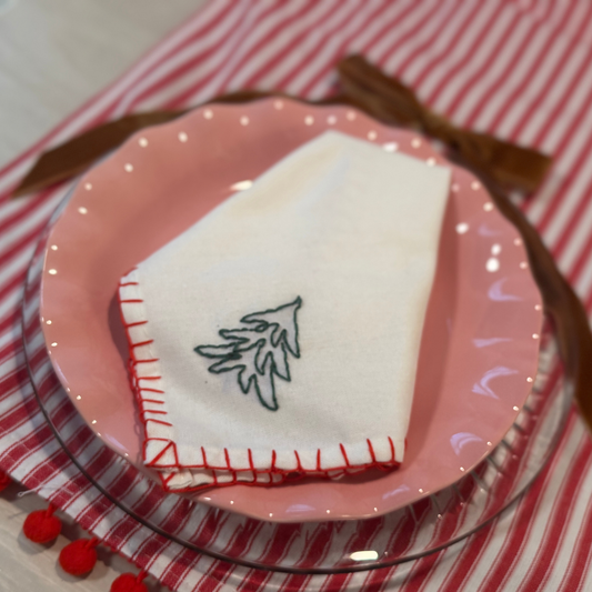Hand Embroidery Christmas Tree Napkins DIY Kit