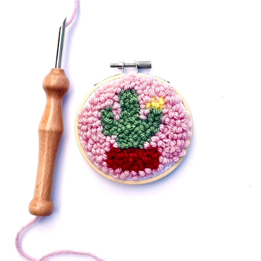 Pink Cactus DIY Punch Embroidery Kit